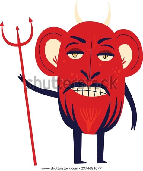 Red Devil Trident Vibrant Bright Strange Stock Vector Royalty Free