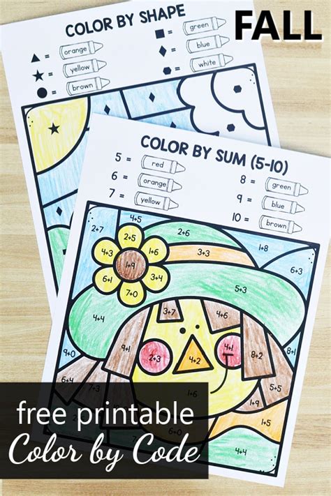 Free Fall Color By Code Math Activities Fantastic Fun And Learning