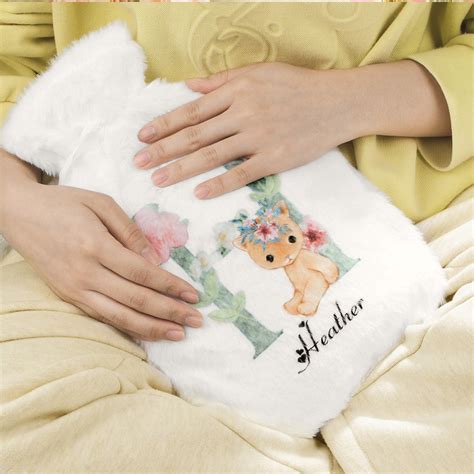Personalized Hot Water Bottle Bag With Cute Cover For Kid Bed Warmer Period Cramp Heating Pad