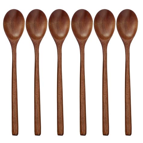 Buy Wooden Spoons 6 Pieces Wood Soup Spoons For Eating Mixing Stirring