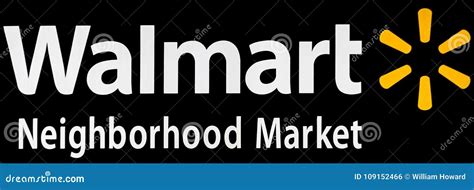 A Walmart Neighborhood Market Sign Is Illuminated At Night Editorial