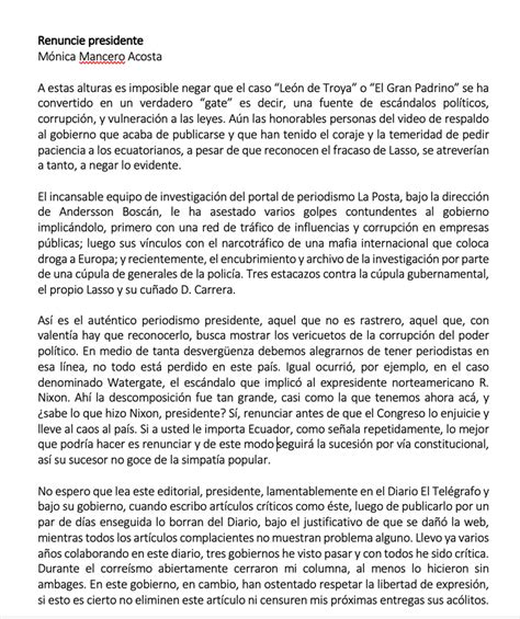 Lahistoria On Twitter Censura M Nica Mancero Columnista Del Diario