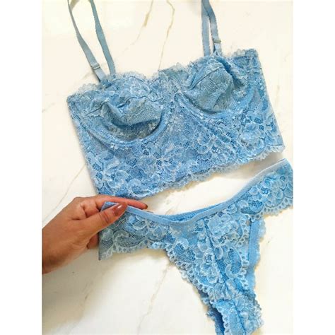 Conjunto Lingerie Sexy Calcinha E Suti De Renda Americano Shopee Brasil