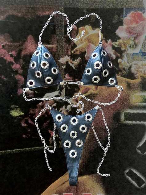 VOIR Grommet Leather Bikini Set Etsy