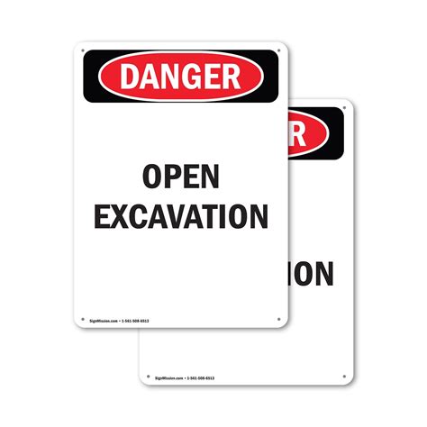 Pack Open Excavation Osha Danger Sign Inch X Inch Indoor