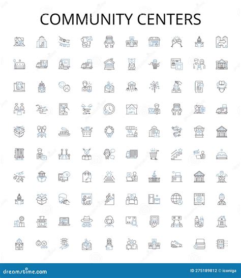 Community Centers Outline Icons Collection. Community, Centers
