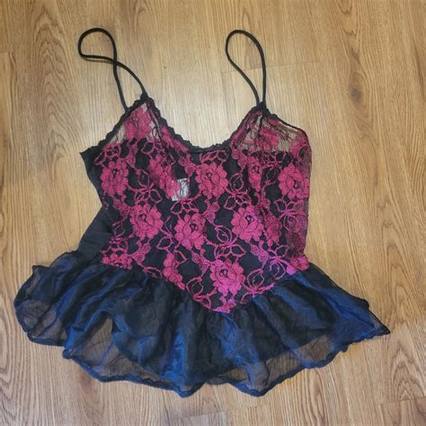 Nan Flower S Vintage Lingerie Peplum Top Black Depop