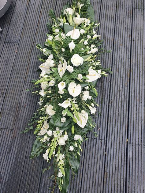 White Anthurium Double Ended Casket Spray Fable Flowers