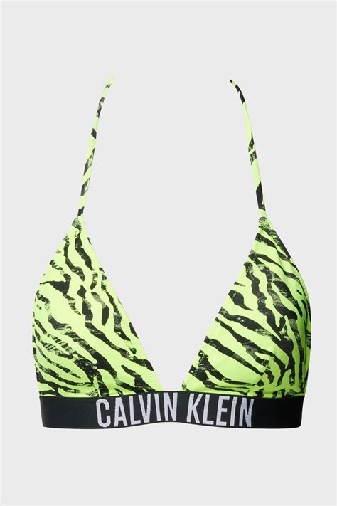 Calvin Klein Desenli Boyundan Bağlamalı Üçgen KW KW IC Bayan Bikini Üstü KW KW IC