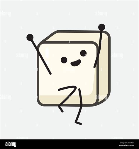 Vector Ilustración Del Carácter De Tofu Con Cara Linda Y Dibujo Simple