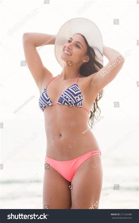 Smiling Pretty Brunette Posing Bikini On Stock Photo Shutterstock