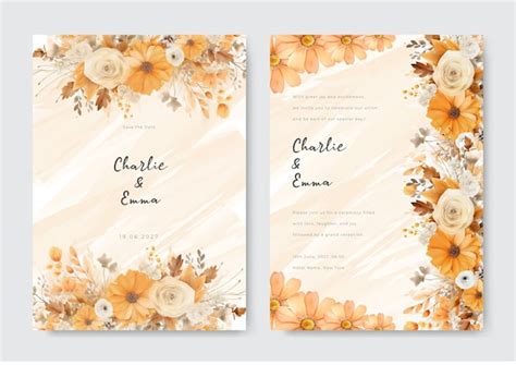 Premium Vector Corner Of Nude Flower Arrangement On Wedding Invitation Background Beautiful