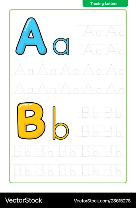 Abc Alphabet Letters Tracing Worksheet Royalty Free Vector