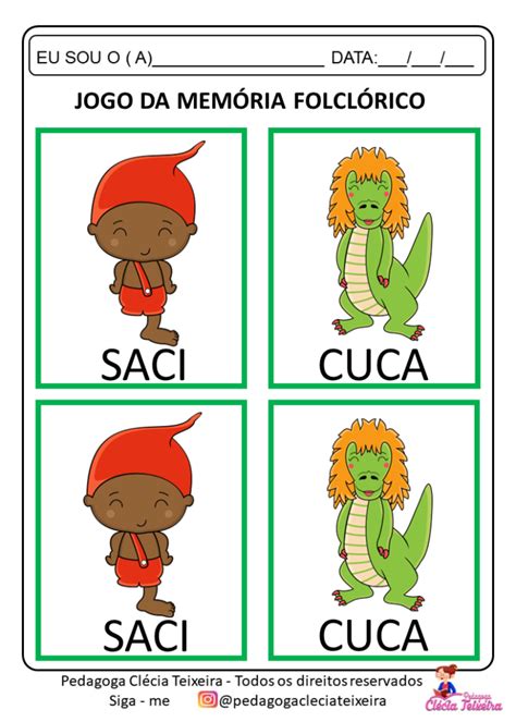 Atividade Folclore Brasileiro Educação Infantil - Atividades sobre folclore para educação infantil - Clécia Teixeira