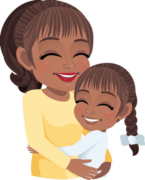 African American Mother And Daughter Clipart