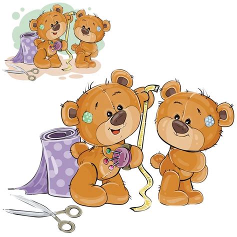 Set Vector Clip Art Illustrations Of Enamored Teddy Bears Stock Vector