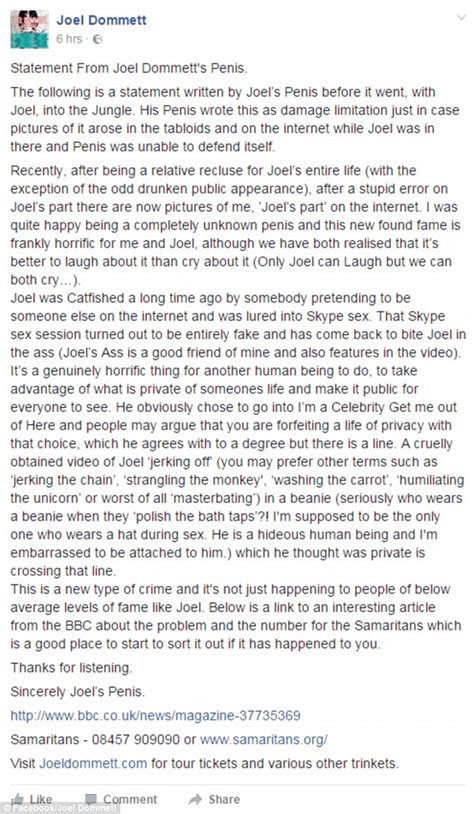 I M A Celeb S Joel Dommett Addresses His Sex Tape From His Penis Pov Daily Mail Online