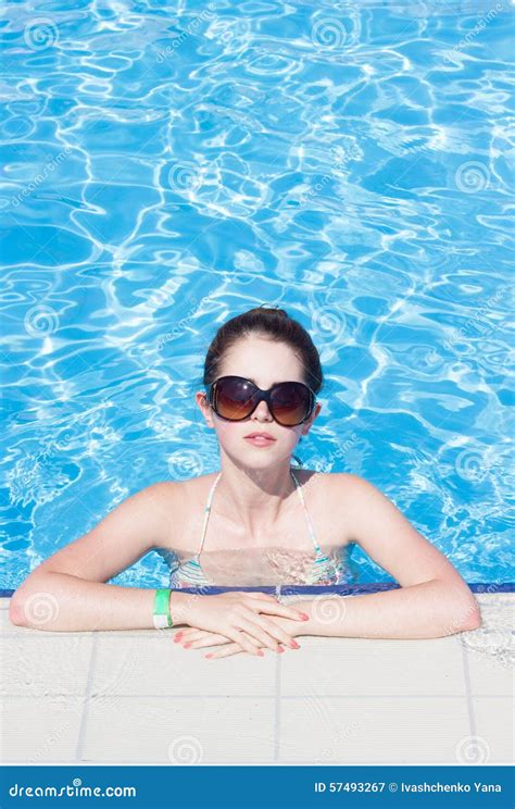 Woman Relaxing By The Pool In The Summer In A Bikini Stock Image Image Of Beautiful Beauty