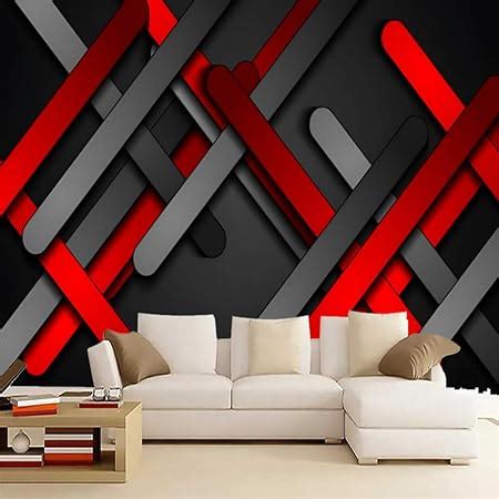 AJOHBM Cool Geometry 3D Wallpaper Classic Red And Black Removable Self