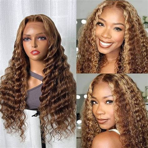 Beautyforever Honey Blonde Water Wave Highlight X Lace Front Wigs Pre Plucked Piano Brown