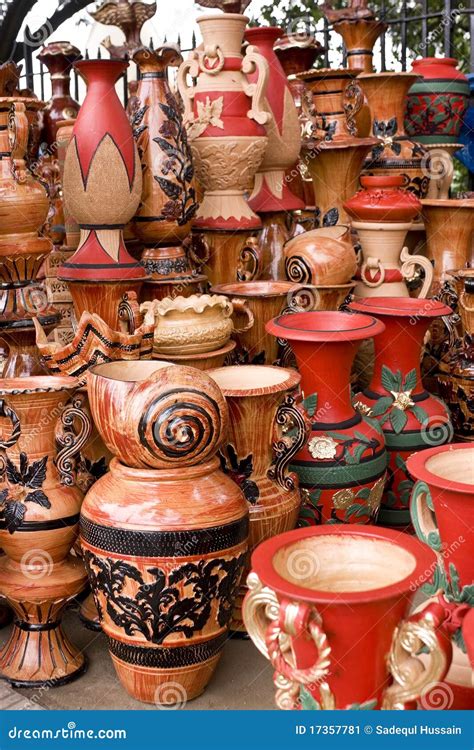 beautiful handmade hand painted clay pots stock image image  arty