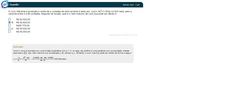 O Lucro Referente A Produção E Venda De Q Unidades - O lucro referente à produção e venda de q unidades de certo produto é ...