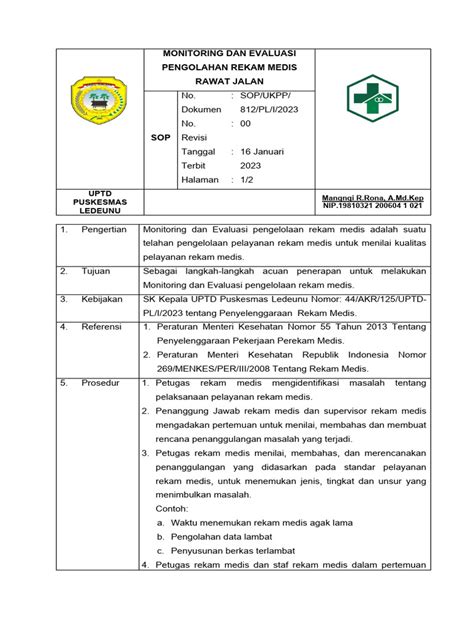 Sop Monitoring Rawat Jalan Pdf