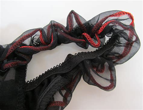 Black With Red Nylon Sheer Frilly Panties Knickers Briefs Size L Xl R Suzie S Lingerie