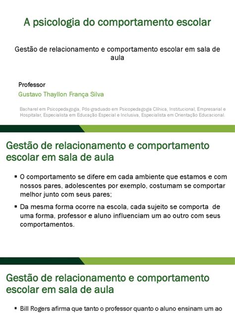 Aula - 03 - Gestao de Relacionamento e Comportamento Escolar em Sala de ...