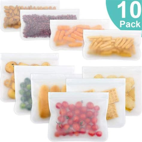 10pcs/set Reusable Storage Bags, Waterproof Leakproof Freezer Bags ...