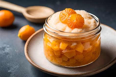 Premium Ai Image A Jar Of Food With A Wooden Spoon On A Table