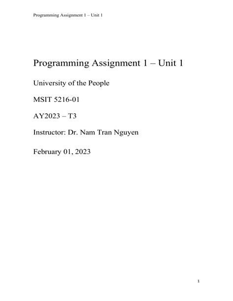 Programming Assignment Unit Pa