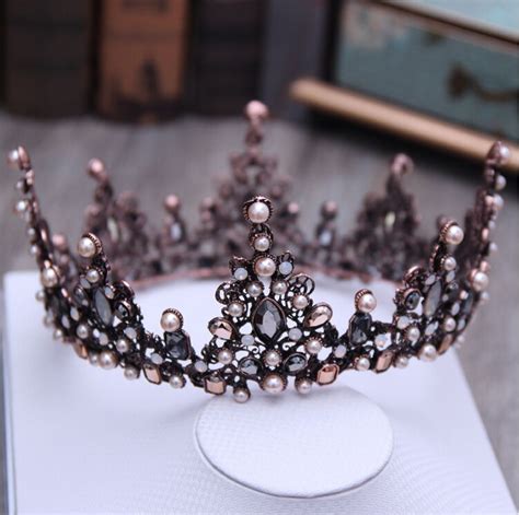 Luxury Antique Copper Crystal Queen Wedding Bridal Party Pageant Prom