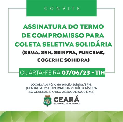 Srh Vai Assinar Termo De Compromisso Para Coleta Seletiva Solid Ria