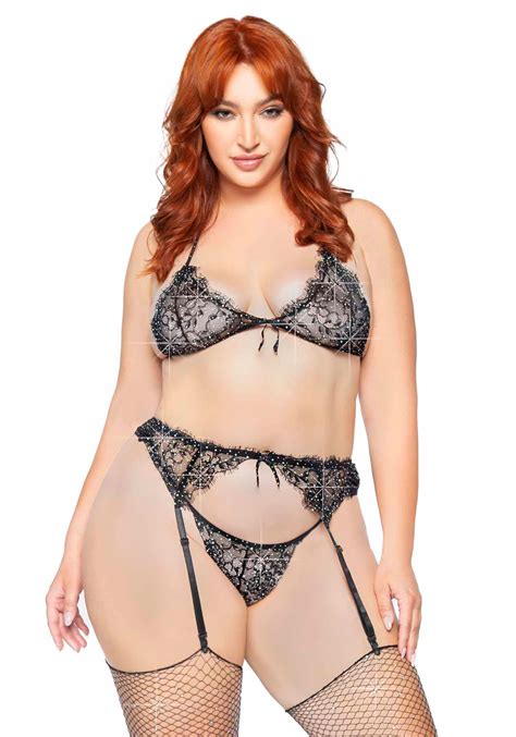 Dessous Set Aus Wimpernspitze Mit Strasssteinen Queensize Dessous Sets Club Hot Fashion