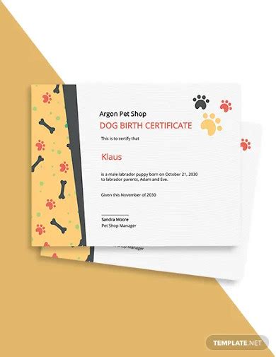 Pet Birth Certificate - Examples, How to Write