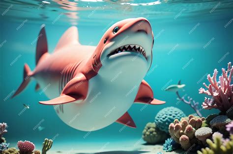 Premium Photo | Megalodon shark with sharp teeth dangerous underwater