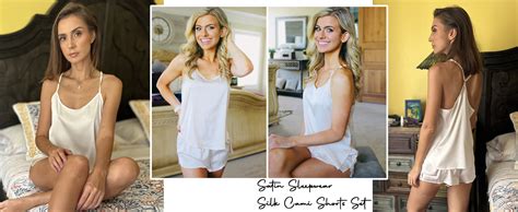Amazon Ekouaer Silk Pajamas Set For Women Satin Lingerie Pjs Cami Top And Shorts Soft