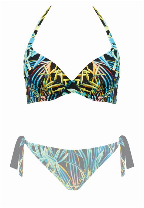 Kostium kąpielowy góra od bikini wiązana na szyi w tropikalne liście push up FG Sklep Feba