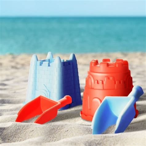 Dazmers 2 Sand Castle Beach Buckets And 2 Shovels 7 Large Pails And Beach