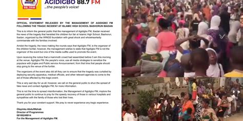 Ibadan Funfair Tragedy Agidigbo Fm Denies Organising Event Tribune