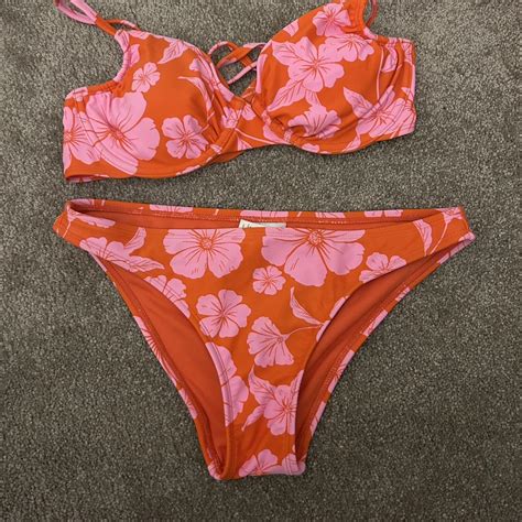 Target Floral Bikini Set Worn Once Wild Fable Depop