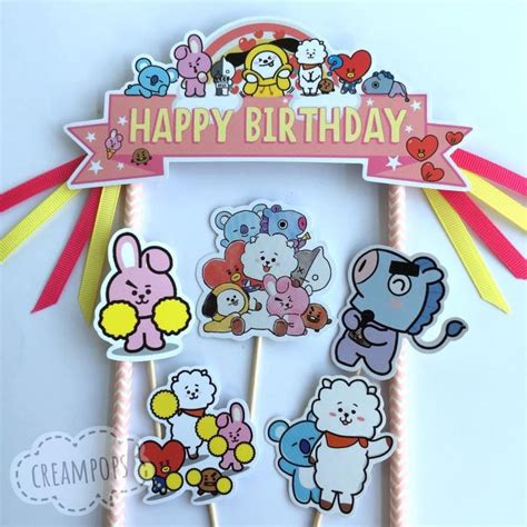 Jual Cake Topper BT21 Happy Birthday Tusukan Kue BTS Shopee Indonesia