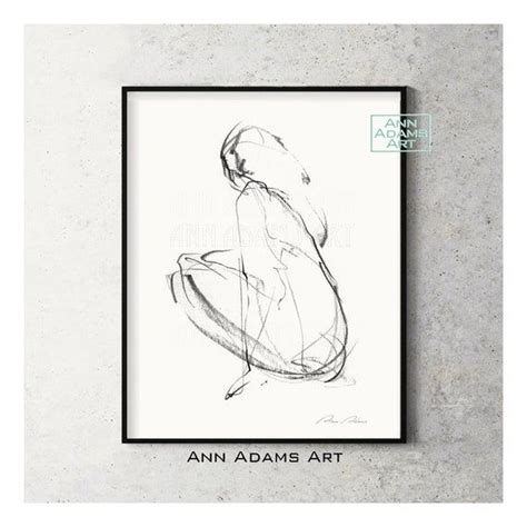 Female Figure Charcoal Drawing Minimalist Art Black And White Abstract Nude Illustration Print