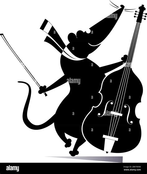 Ratón o rata de dibujos animados Una ilustración de violonchelista