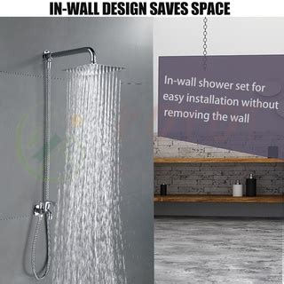 KOYOT 304 Stainless Steel Bathroom Square Rain Shower Set With 1 In 2