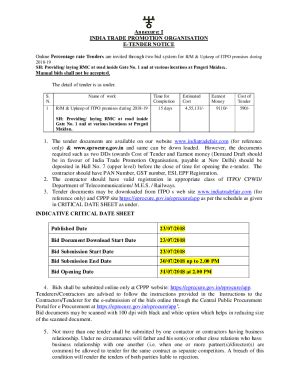 Fillable Online Notice Inviting Tender For Shifting Of Office Fax