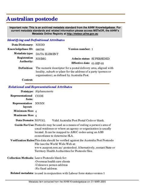 Fillable Online State Territory Identifier AIHW METeOR Fax Email