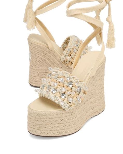 Naked Wolfe Woven Rope Wedge Mules With Beading In Natural Lyst