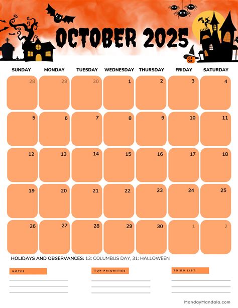 Free Printable Calendar October Halloween Theme Colette R Myles